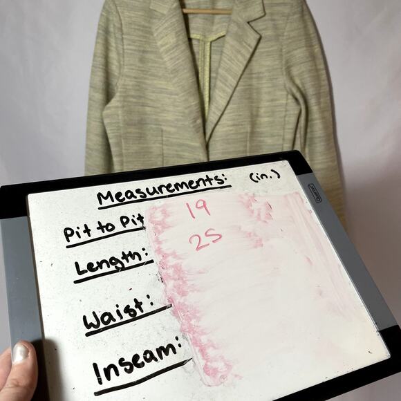 cAbi yellow gray heathered padded shoulders women's size 10 knit blazer formal - Picture 5 of 7